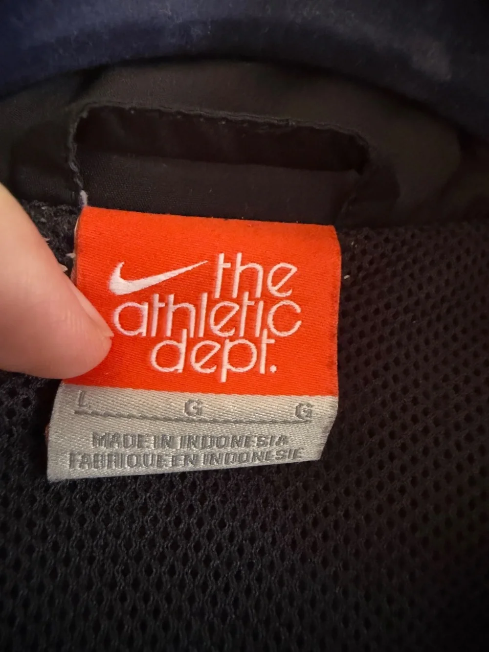 Vintage Nike The Athletic Dept Black Windbreaker Jacket White Piping Size L